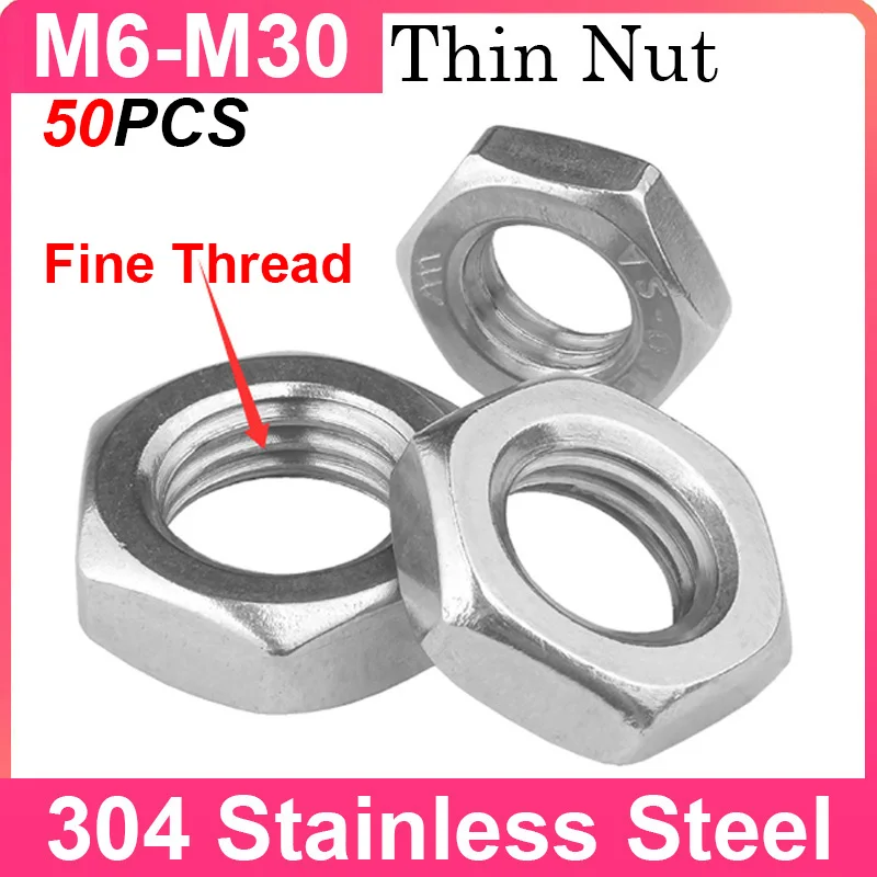 Hex Fine Thread Thin Nuts Hexagon Nuts M6 M8 M10 M12 M14 M16-M30 Pitch 0.75/1.0/1.25/1.5/2.0 304 A2-70 Stainless Steel
Hex Fine Thread Thin Nuts Hexagon Nuts M6 M8 M10 M12 M14 M16-M30 Pitch 0.75/1.0/1.25/1.5/2.0 304 A2-70 Stainless Steel