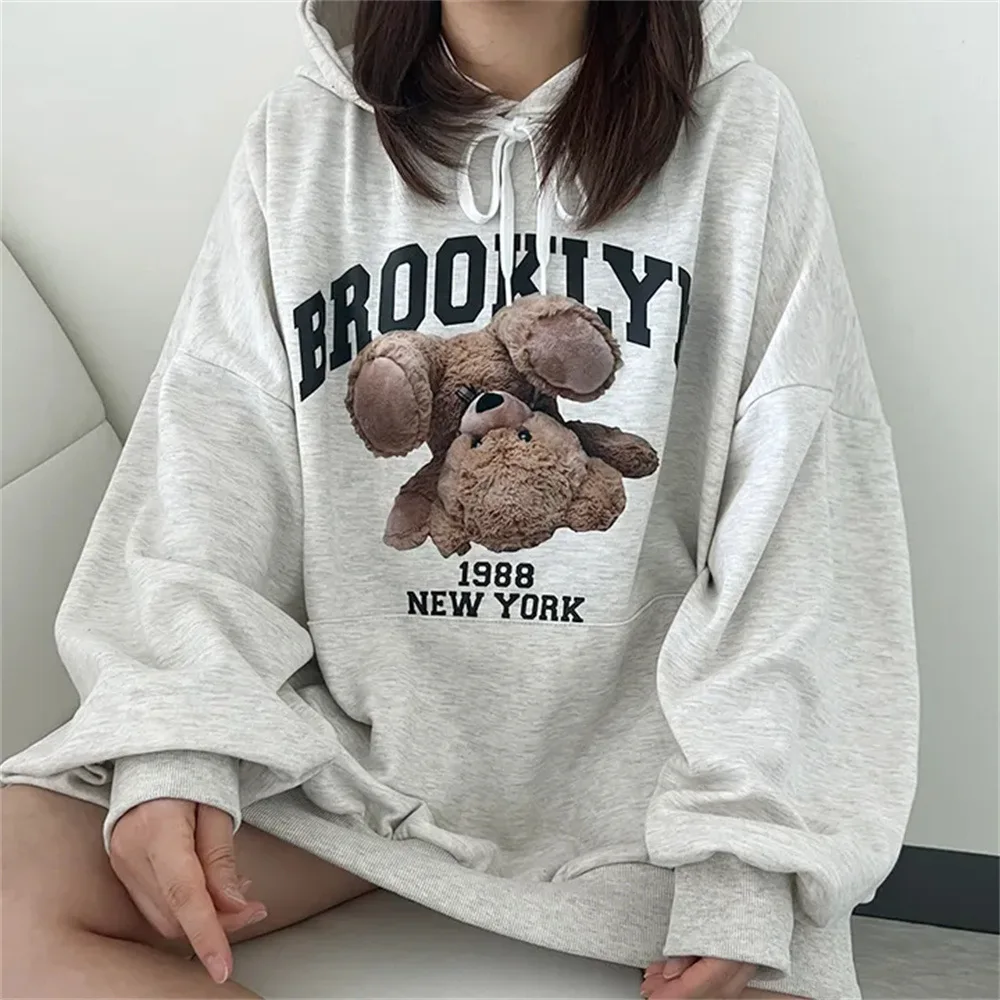 Women Bear Print Crew Neck Loose Strech Hoodies Pullover Early Spring Long Sleeve Plus Velvet Sweatshirt Ladies Top Clothing
Women Bear Print Crew Neck Loose Strech Hoodies Pullover Early Spring Long Sleeve Plus Velvet Sweatshirt Ladies Top Clothing