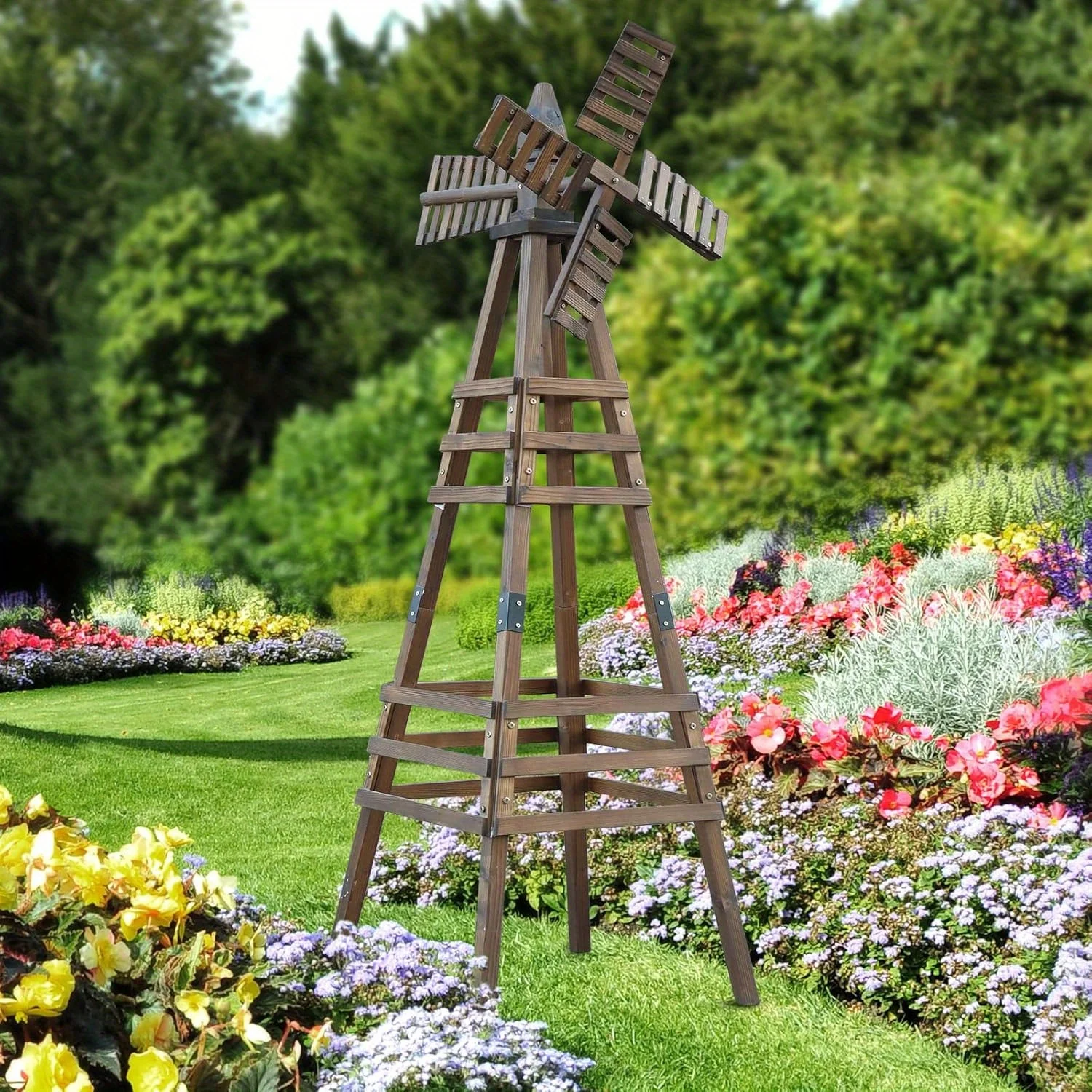 Bonnlo Wooden Wind Spinner for Garden Yard Lawn Patio Decoration Carbonized Wood Medium Size Outdoor Windmill
Bonnlo Wooden Wind Spinner for Garden Yard Lawn Patio Decoration Carbonized Wood Medium Size Outdoor Windmill