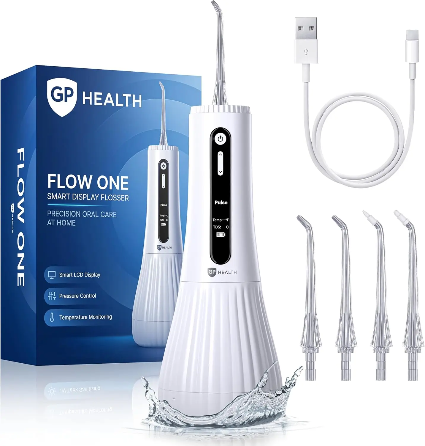 Cordless Water Flosser for Teeth: Oral Irrigator with LCD Display, USB-C Rechargeable, IPX7 Waterproof for Braces & Sensitive Gums
Cordless Water Flosser for Teeth: Oral Irrigator with LCD Display, USB-C Rechargeable, IPX7 Waterproof for Braces & Sensitive Gums