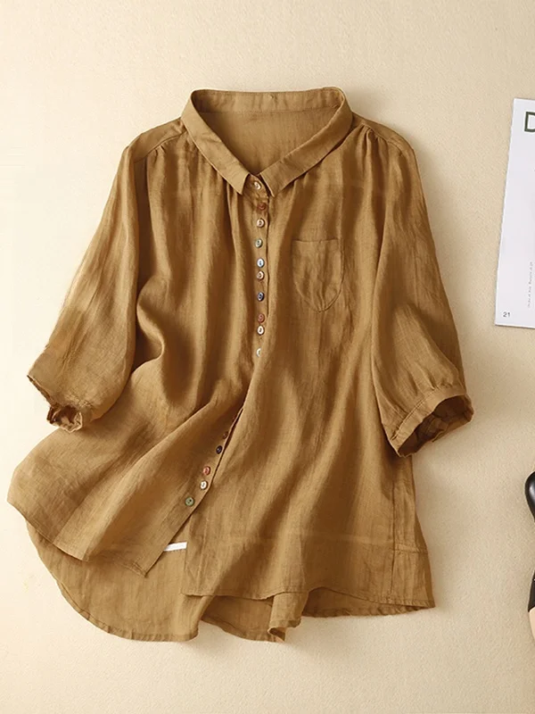 Buttoned Linen Shirt Summer Elegance Half Sleeve Ladies Artistic plus Size Trendy Top Women's Fashion Casual Wear
Buttoned Linen Shirt Summer Elegance Half Sleeve Ladies Artistic plus Size Trendy Top Women's Fashion Casual Wear