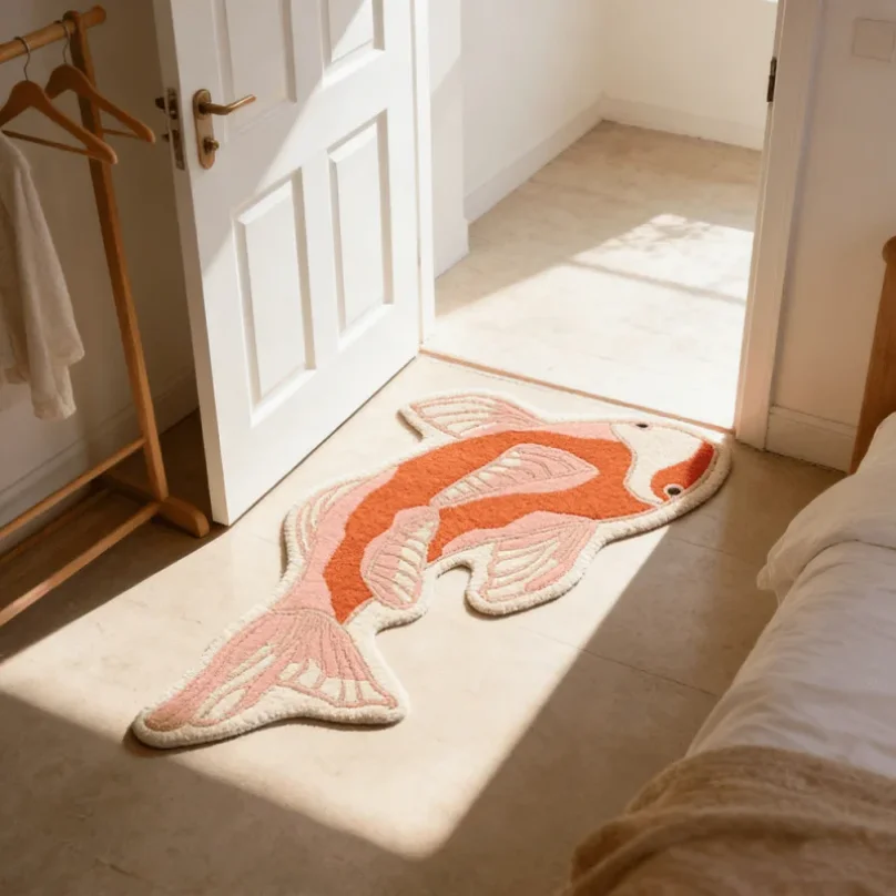 Koi Shape Bedside Carpet Means Auspicious Living Room, Bedroom, Cloakroom, Non-Slip Mat Home Decoration
Koi Shape Bedside Carpet Means Auspicious Living Room, Bedroom, Cloakroom, Non-Slip Mat Home Decoration