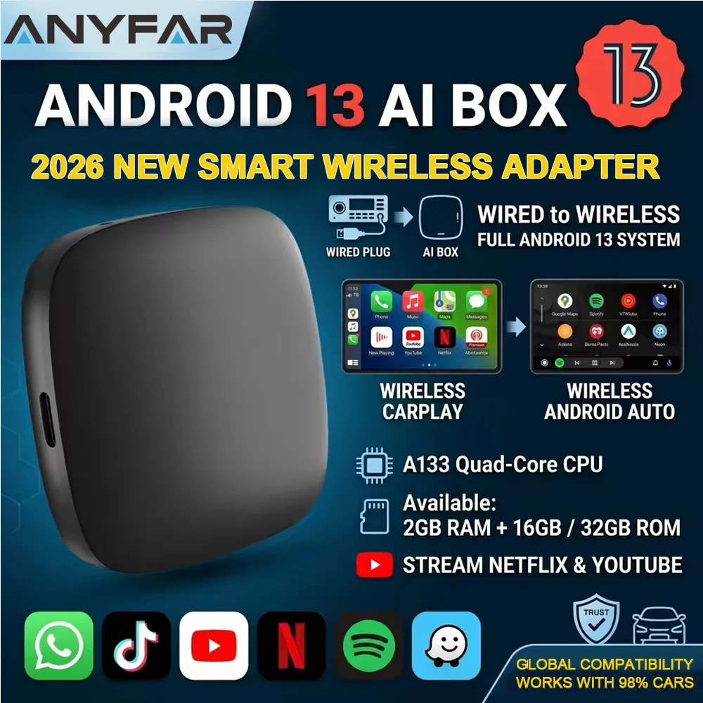 2026 CarPlay Ai Box Android13 Wireless Android Auto 3in1 USB Adapter For Youtube Netflix Universal TV Box Plug And Play
2026 CarPlay Ai Box Android13 Wireless Android Auto 3in1 USB Adapter For Youtube Netflix Universal TV Box Plug And Play