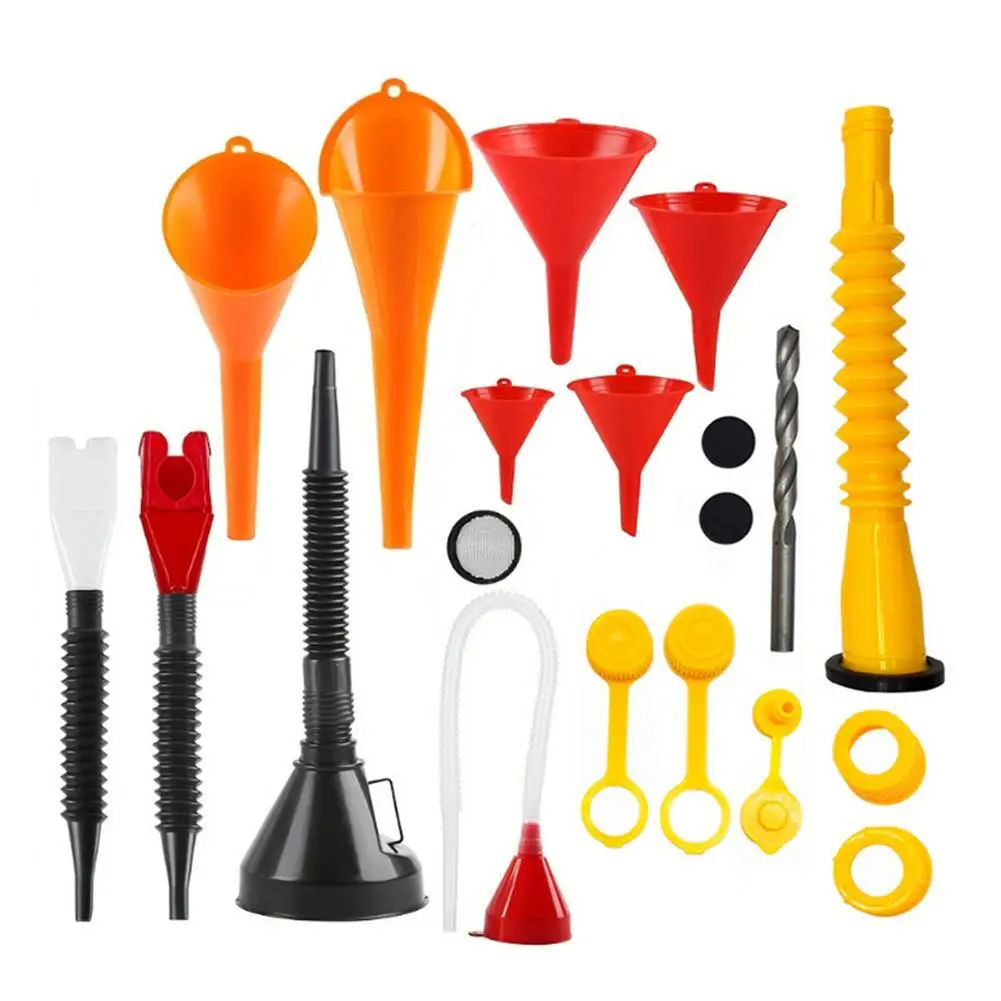 Multi-Size Plastic Funnel Set with Flexible Spout, Automotive Oil Fuel Filling Kit Universal Liquid Transfer Funnels for Car
Multi-Size Plastic Funnel Set with Flexible Spout, Automotive Oil Fuel Filling Kit Universal Liquid Transfer Funnels for Car