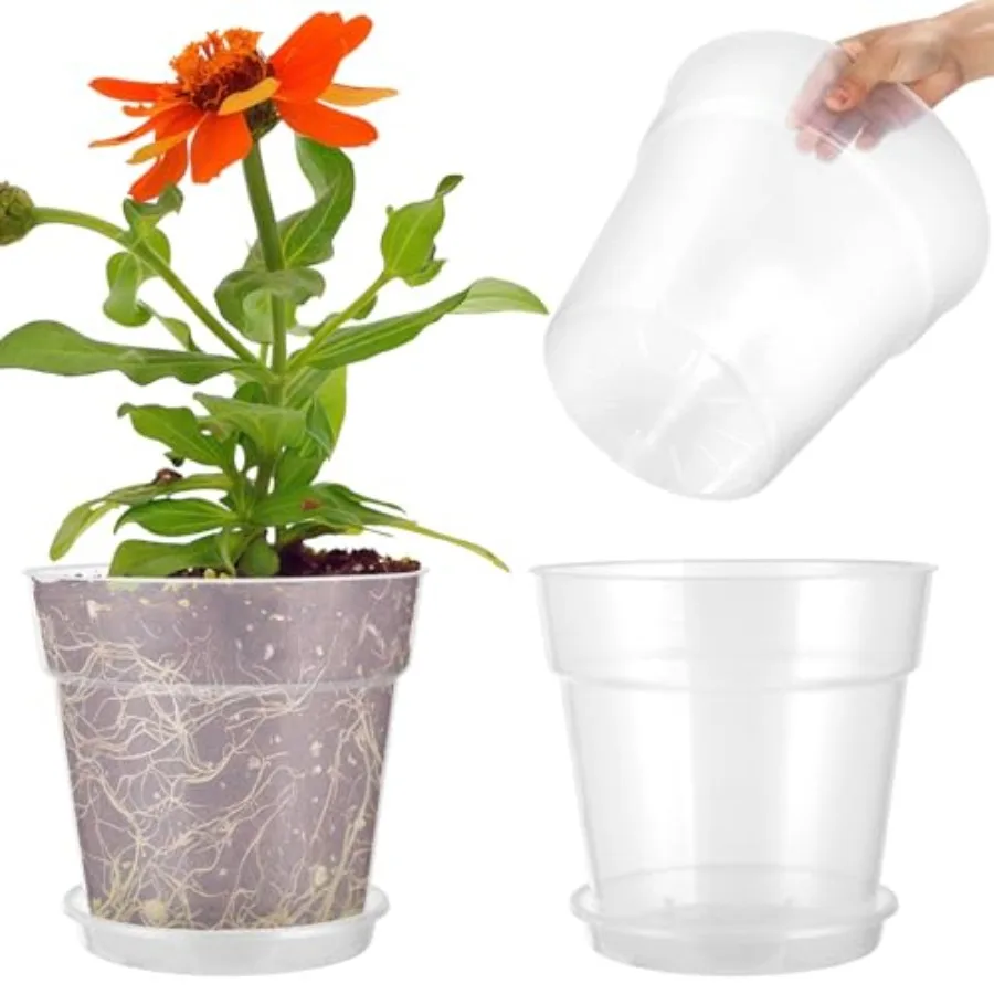 3 Pcs Clear Nursery Pots Set with Saucers, 11.8 in Plastic Orchid Pots, Large Plant Pot with Drainage Holes, 3.7 Gallon Capacit
3 Pcs Clear Nursery Pots Set with Saucers, 11.8 in Plastic Orchid Pots, Large Plant Pot with Drainage Holes, 3.7 Gallon Capacit