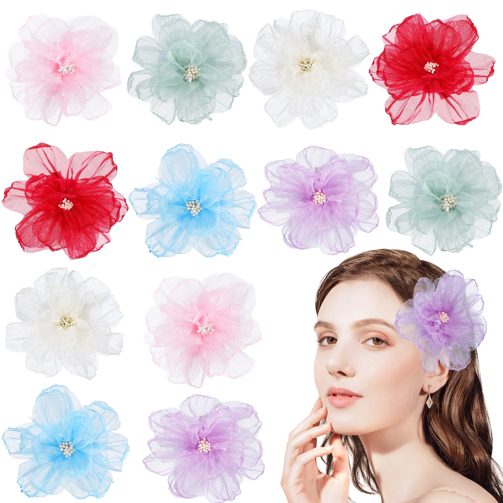 12 Pcs Hair Barrettes Ribbons for Baby Girls Mesh Flower Cute Floral Accessories Pin
12 Pcs Hair Barrettes Ribbons for Baby Girls Mesh Flower Cute Floral Accessories Pin