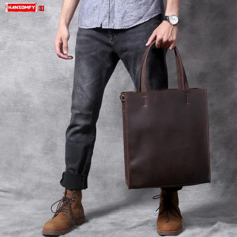 Men's Tote Bag Large Capacity Male Leather Handbag Shopping Bag Men Shoulder Bag Classic Computer Bags Retro Crazy Horse Leather
Men's Tote Bag Large Capacity Male Leather Handbag Shopping Bag Men Shoulder Bag Classic Computer Bags Retro Crazy Horse Leather