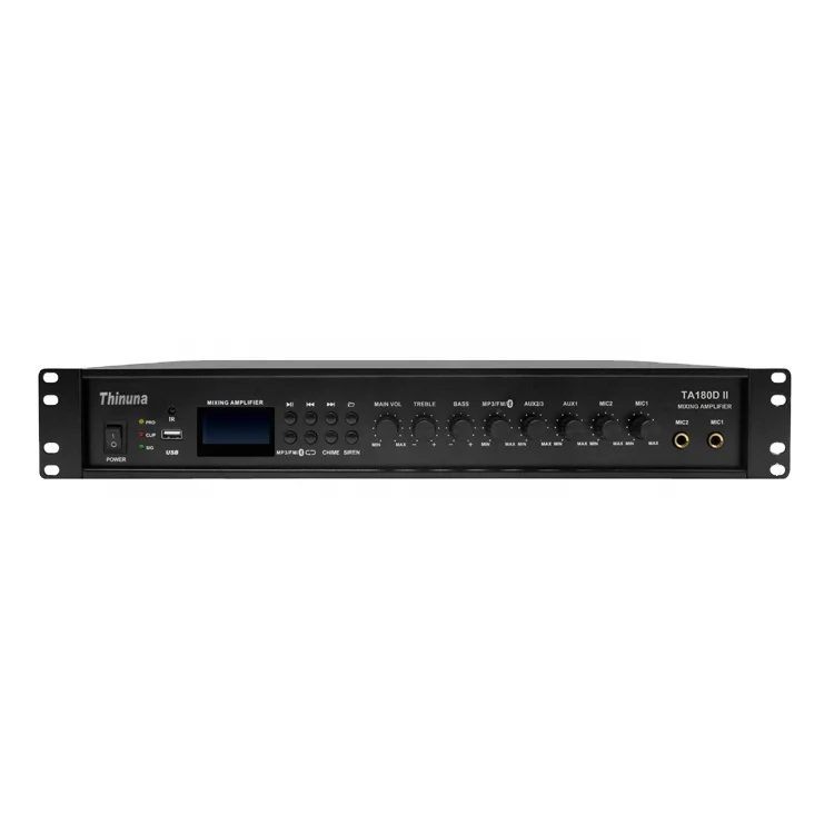 Thinuna TA-180D II 100V/70V 180W Mixing Console PA Audio Sound Public Address System Mixer Power Amplifier With USB Tuner BT
Thinuna TA-180D II 100V/70V 180W Mixing Console PA Audio Sound Public Address System Mixer Power Amplifier With USB Tuner BT