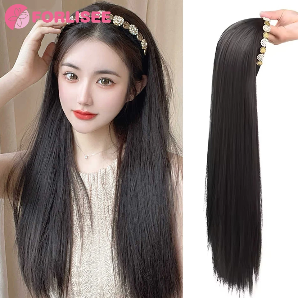 FORLISEE Synthetic Long Straight Vintage Rhinestone Headband Wig Extensions Fluffy Natural U-Shaped Wig Headband for Women
FORLISEE Synthetic Long Straight Vintage Rhinestone Headband Wig Extensions Fluffy Natural U-Shaped Wig Headband for Women