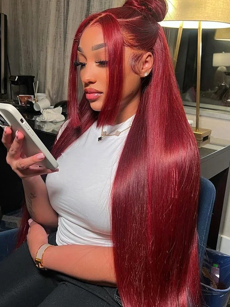 250% 99J Red Lace Front Human Hair Wigs Colored Straight Burgundy 13X6 Transparent Lace Frontal Closure Wigs for Women
250% 99J Red Lace Front Human Hair Wigs Colored Straight Burgundy 13X6 Transparent Lace Frontal Closure Wigs for Women