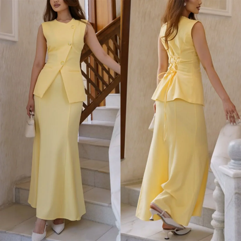 Customized O-neck Ankle Length Yellow Buttons Vestidos De Mujer Elegantes Para Fiesta Boda Luxury Dresses فساتين حفلات التخرج
Customized O-neck Ankle Length Yellow Buttons Vestidos De Mujer Elegantes Para Fiesta Boda Luxury Dresses فساتين حفلات التخرج