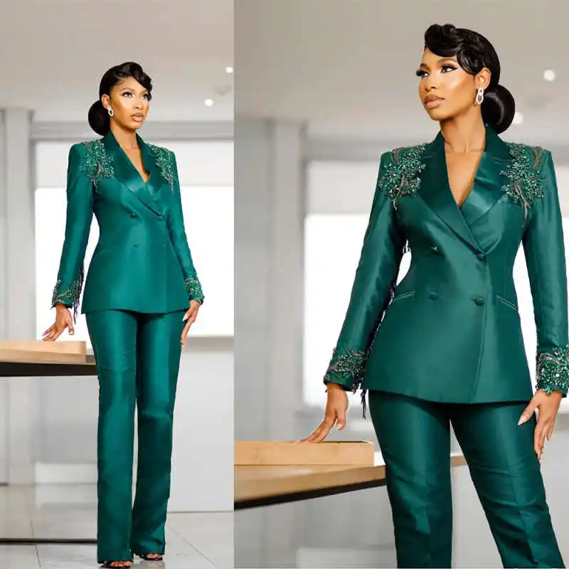 Fashion Crystals Women Suits 2 Pieces Double Breasted Office Ladies Work Pant Sets Beadeds Birthday Party Customized
Fashion Crystals Women Suits 2 Pieces Double Breasted Office Ladies Work Pant Sets Beadeds Birthday Party Customized