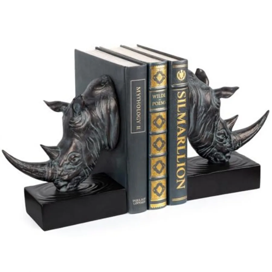 Rhino Head Bookends, Sculptural Rhinoceros Book Ends for Shelves Office Desk, Heavy Decorative Animal Bookends, Home Office Lib
Rhino Head Bookends, Sculptural Rhinoceros Book Ends for Shelves Office Desk, Heavy Decorative Animal Bookends, Home Office Lib