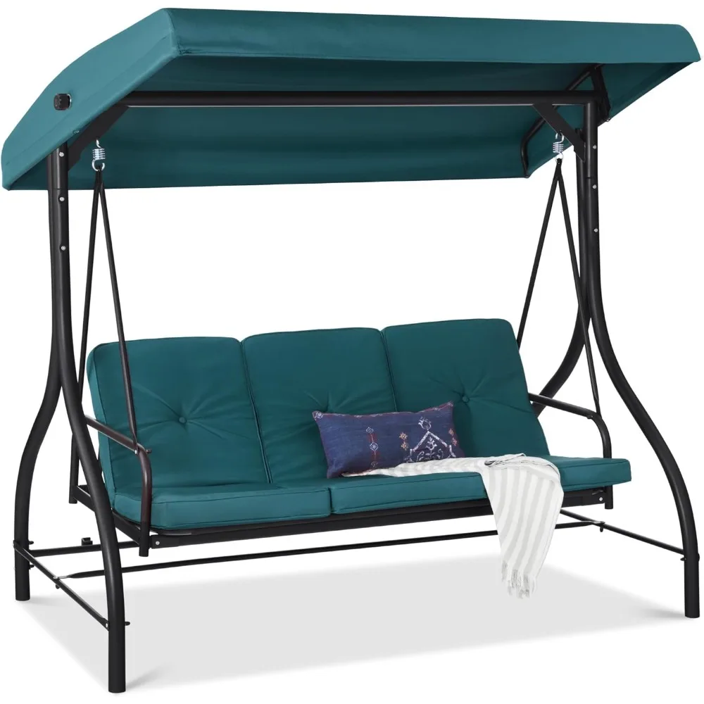 3-Seat Outdoor Large Converting Canopy Swing Glider, Patio Hammock Lounge Chair for Porch, Backyard w/Flatbed Adjustable Shade
3-Seat Outdoor Large Converting Canopy Swing Glider, Patio Hammock Lounge Chair for Porch, Backyard w/Flatbed Adjustable Shade