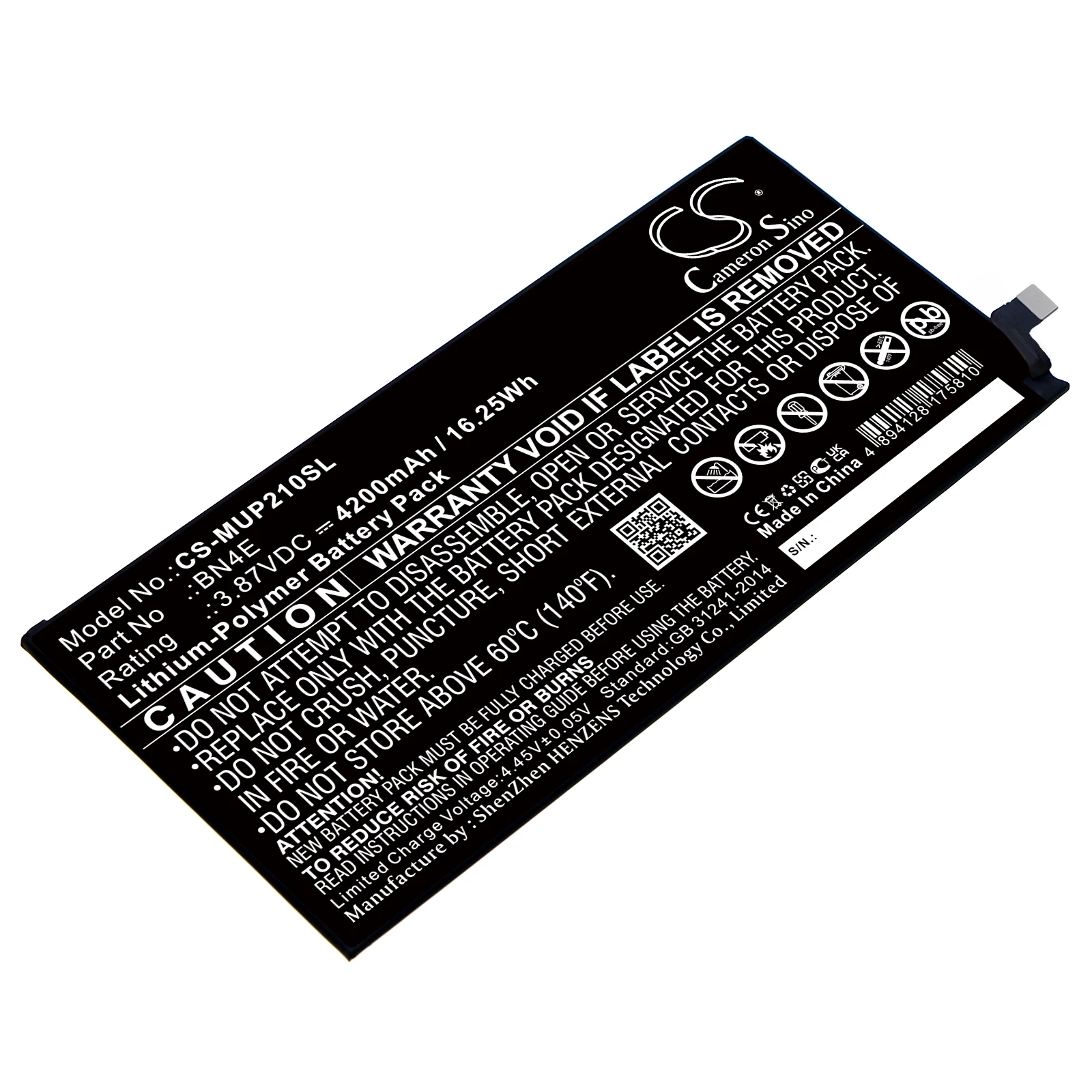 CS Replacement Battery for Xiaomi Pad 5,Mi Pad 5,21051182G PN:BN4E 4200mAh / 16.25Wh
CS Replacement Battery for Xiaomi Pad 5,Mi Pad 5,21051182G PN:BN4E 4200mAh / 16.25Wh