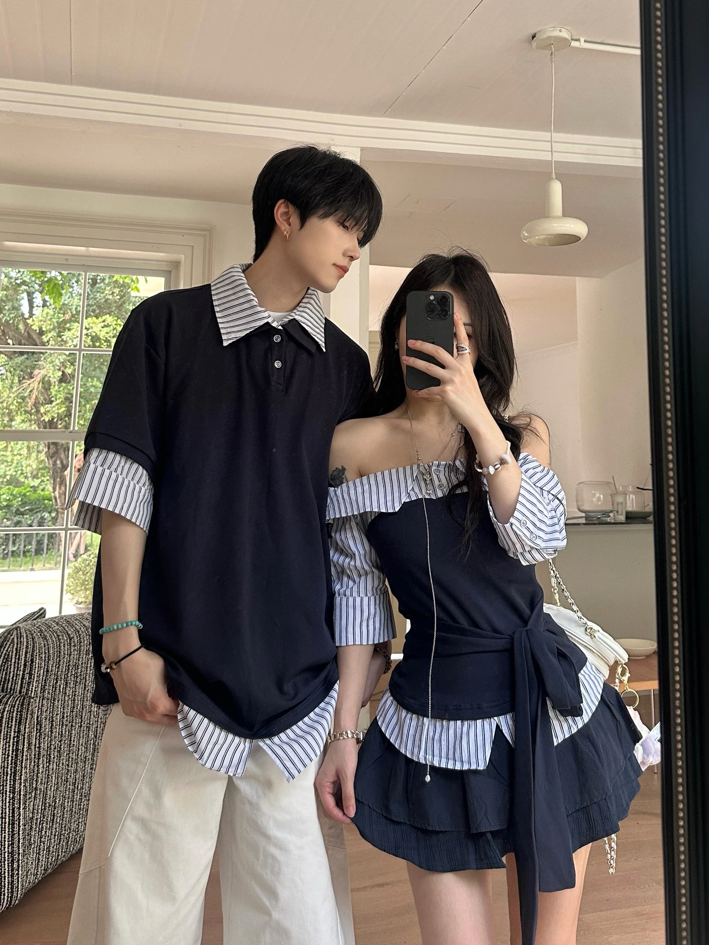 Couple's Summer Short Sleeve T-Shirt Set with Shoulder Baring And Bow Tie Top Men's And Women's High Waist Skirt Casual Style...
Couple's Summer Short Sleeve T-Shirt Set with Shoulder Baring And Bow Tie Top Men's And Women's High Waist Skirt Casual Style...