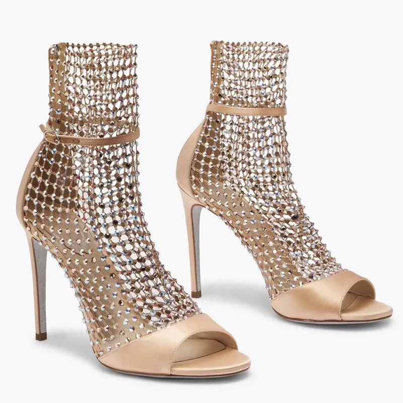 Spring and summer new rhinestone mesh hollow pointed fish mouth open toe sexy sandals sthigh-heeled banquet dress women's sandal
Spring and summer new rhinestone mesh hollow pointed fish mouth open toe sexy sandals sthigh-heeled banquet dress women's sandal