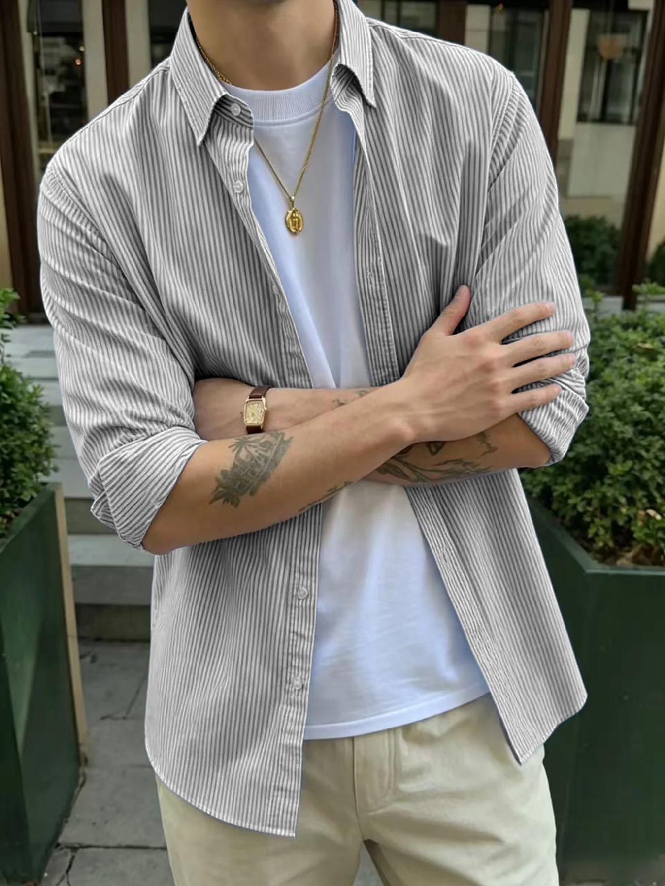 Early spring and autumn thin version trendy men's long-sleeve striped versatile simple stylish casual shirt
Early spring and autumn thin version trendy men's long-sleeve striped versatile simple stylish casual shirt