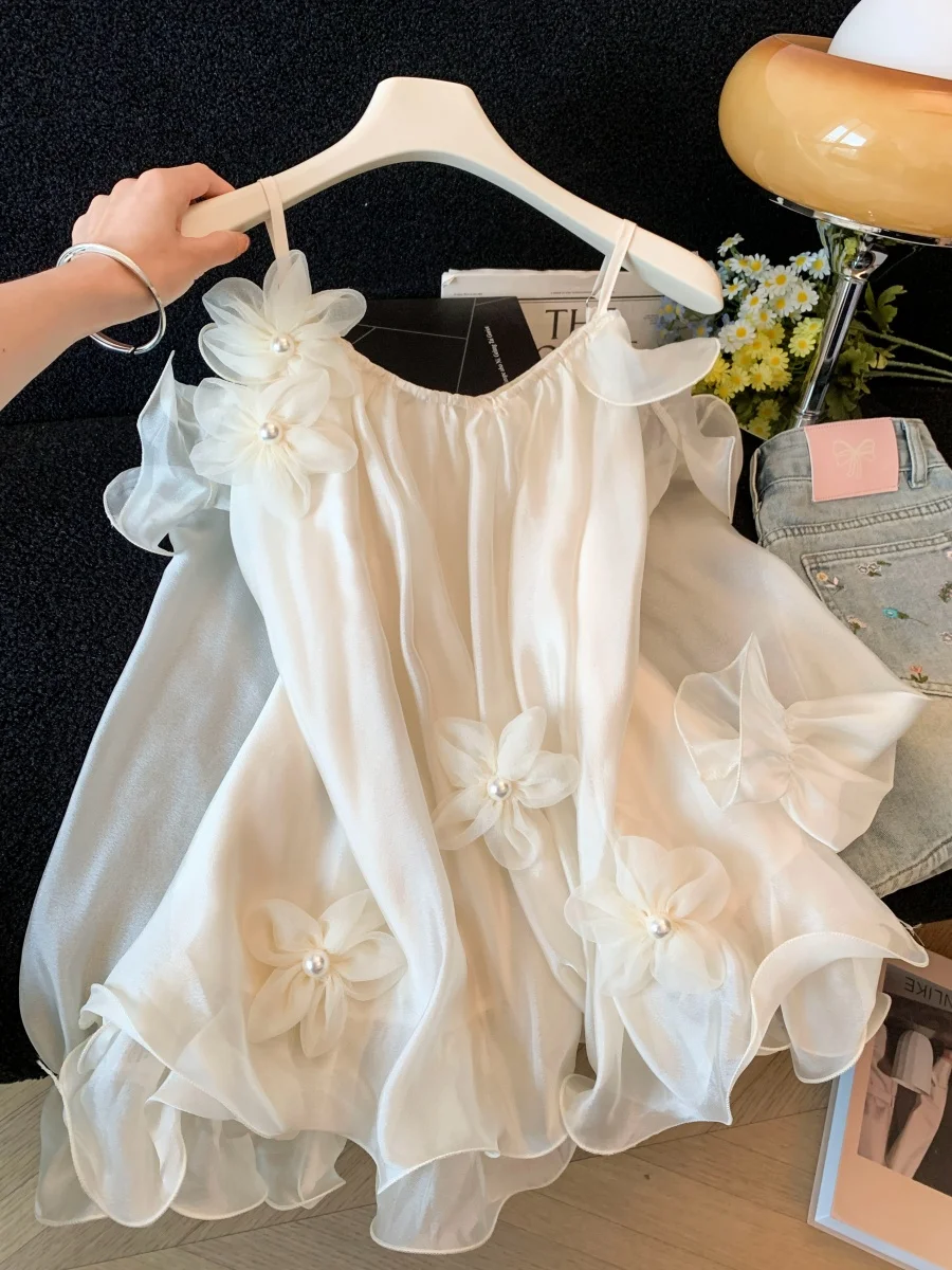 Elegant Fairy Tale Style 3D Flower Embellished Chiffon Top Women's Summer 2026 New Leaf Shoulder Bared Super Fairylike B...
Elegant Fairy Tale Style 3D Flower Embellished Chiffon Top Women's Summer 2026 New Leaf Shoulder Bared Super Fairylike B...