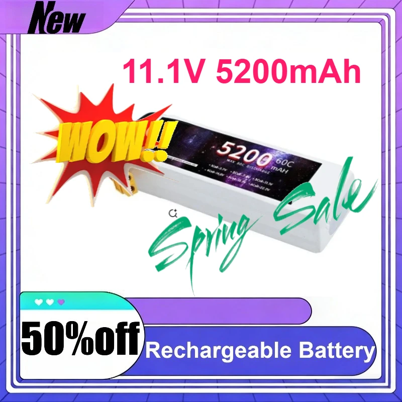 For RC Drone Helicopter Airplane Car Boat Model 3S 11.1V 5200mAh 60C High-Rate LiPo Battery Rechargeable
For RC Drone Helicopter Airplane Car Boat Model 3S 11.1V 5200mAh 60C High-Rate LiPo Battery Rechargeable