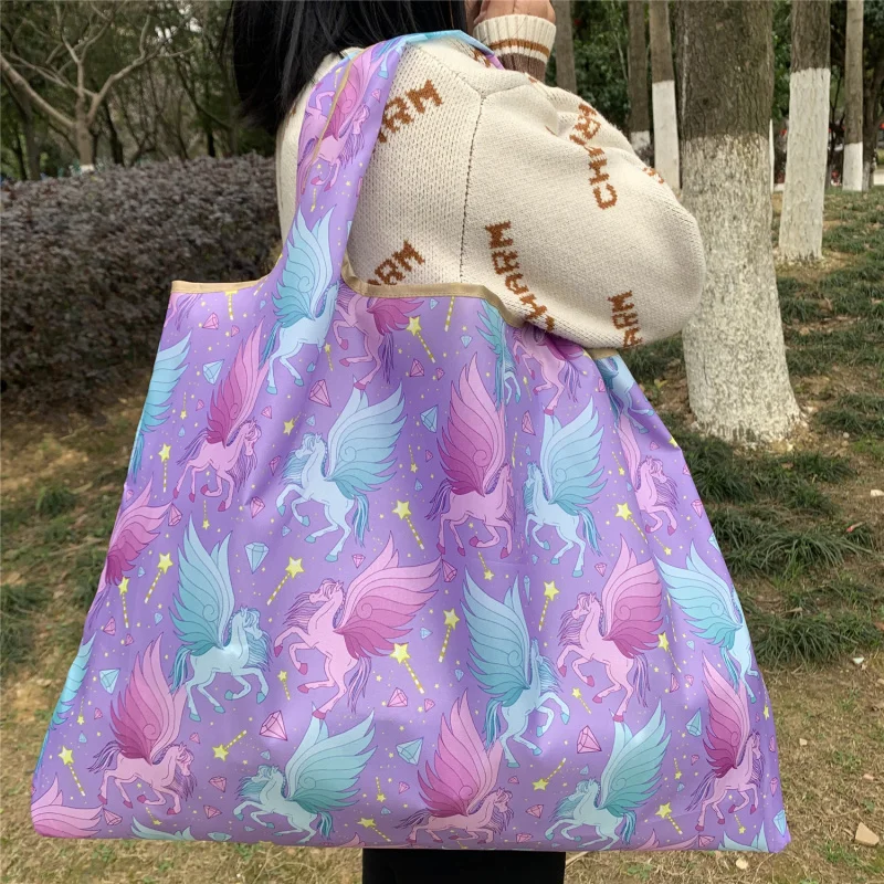 Cartoon foldable eco-friendly travel bag portable supermarket large capacity single shoulder shopping bag women's tote bag
Cartoon foldable eco-friendly travel bag portable supermarket large capacity single shoulder shopping bag women's tote bag