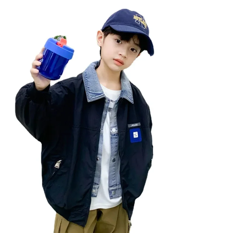 Boys Spring Autumn Jacket New Letter Print Fake Two-piece Outerwear Kids Clothing for Teens Streetwear Denim Tops 8 10 12 14 Yrs
Boys Spring Autumn Jacket New Letter Print Fake Two-piece Outerwear Kids Clothing for Teens Streetwear Denim Tops 8 10 12 14 Yrs