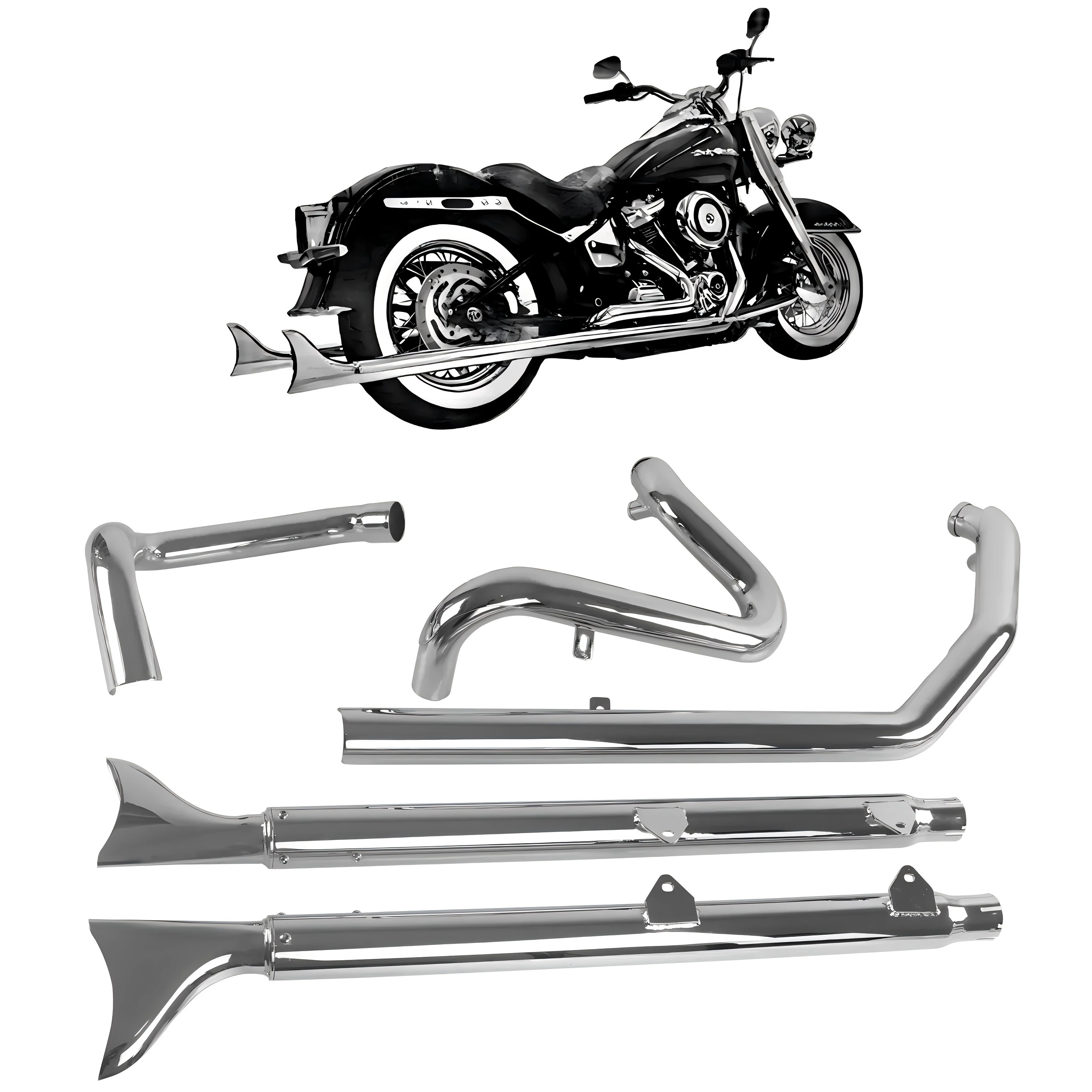 SHARKROAD True Dual Headers&Fishtail Mufflers for Harley2018-Up Softail HeritageFor Heritage
SHARKROAD True Dual Headers&Fishtail Mufflers for Harley2018-Up Softail HeritageFor Heritage