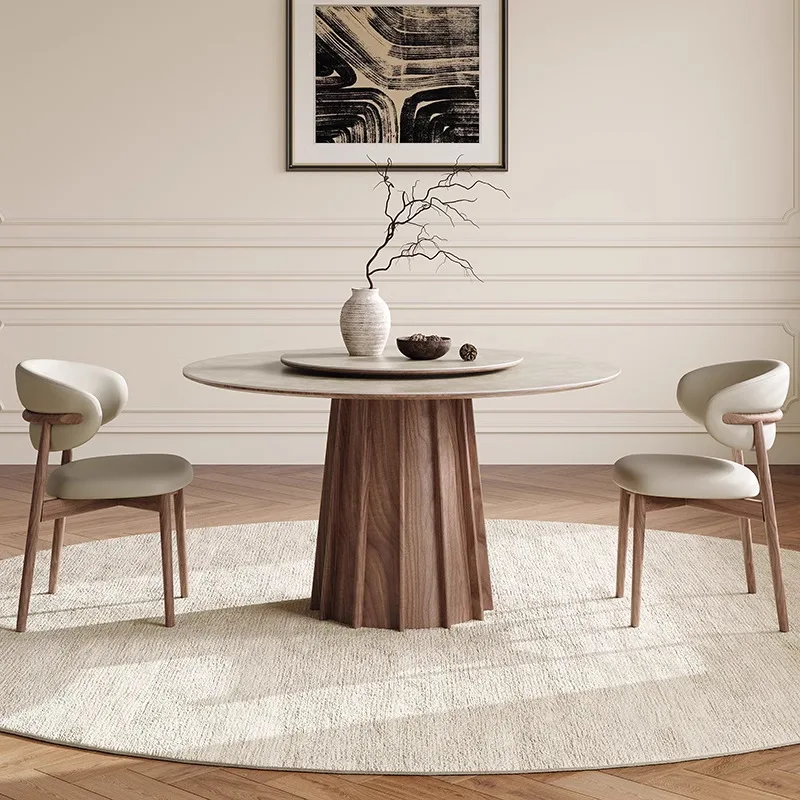 French medieval solid wood round dining table Small apartment household modern wabi **** dining table Black walnut slate dining
French medieval solid wood round dining table Small apartment household modern wabi **** dining table Black walnut slate dining