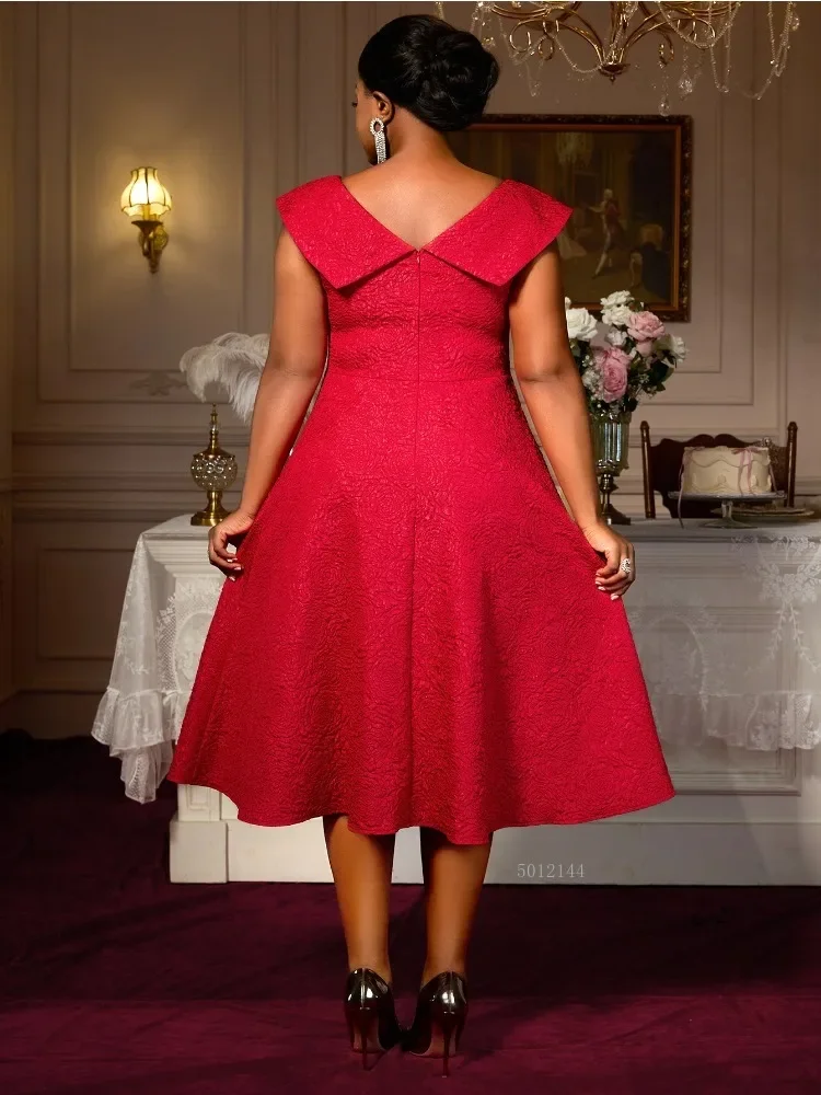 Red Jacquard A-Line Midi Dress O-Neck Sleeveless High Waist Elegant Cocktail Party Dinner Prom Evening Gown for Women
Red Jacquard A-Line Midi Dress O-Neck Sleeveless High Waist Elegant Cocktail Party Dinner Prom Evening Gown for Women