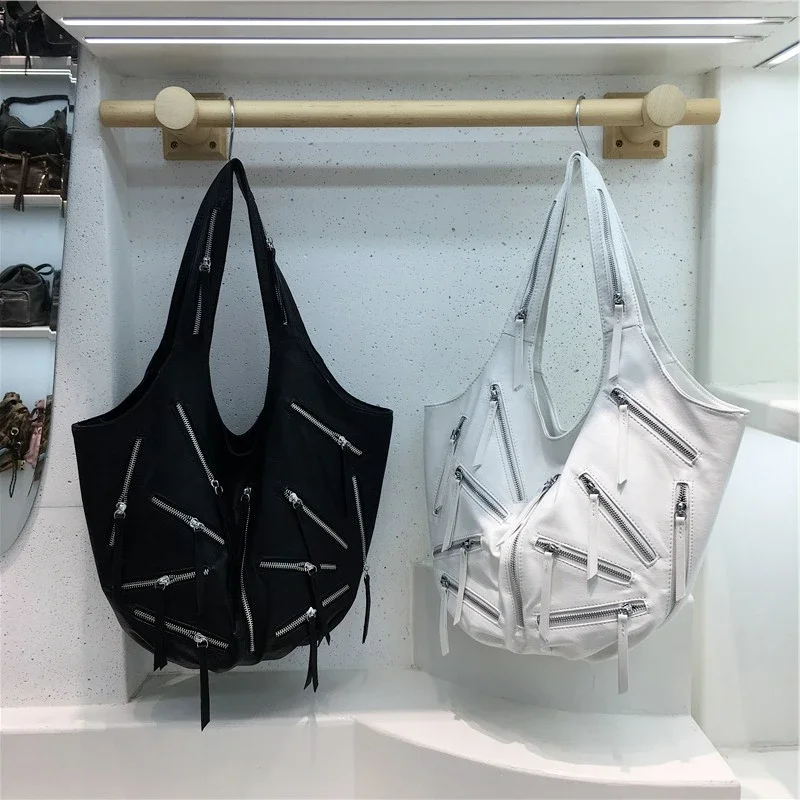 Fashion Personalized Multi-Zipper Shoulder Bag Soft Leather Large Capacity Moto&Biker Underarm Bags Vintage Tote Bag
Fashion Personalized Multi-Zipper Shoulder Bag Soft Leather Large Capacity Moto&Biker Underarm Bags Vintage Tote Bag