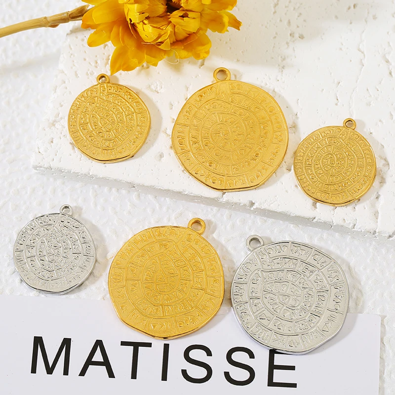 5pcs 20/28mm Stainless Steel Viking Rune Compass Charms Phaistos Disk Pendant for DIY Necklace Earring Jewelry Accessories
5pcs 20/28mm Stainless Steel Viking Rune Compass Charms Phaistos Disk Pendant for DIY Necklace Earring Jewelry Accessories