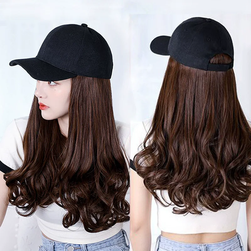 Newest Fashion Hat Hair Extensions Long Ladies Curly Wavy Hair Wig Hat Connected Head Cover Synthetic Peaked Cap Wig For Women
Newest Fashion Hat Hair Extensions Long Ladies Curly Wavy Hair Wig Hat Connected Head Cover Synthetic Peaked Cap Wig For Women