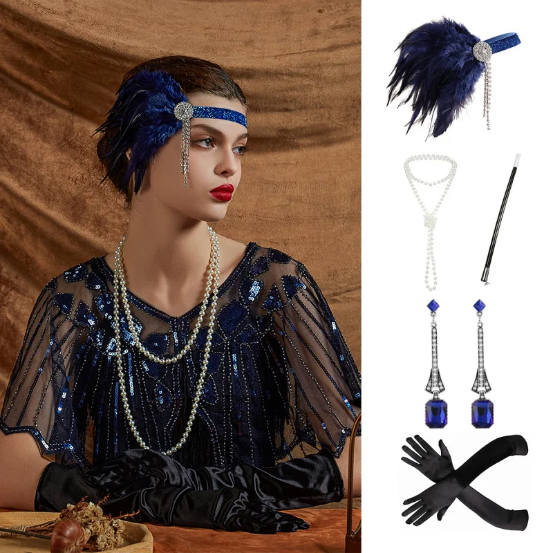 1920sGatsby Single Girl Prom Party Set Headpiece Earrings Gloves Pearl Necklace Cigarette Holder Accessories5Set
1920sGatsby Single Girl Prom Party Set Headpiece Earrings Gloves Pearl Necklace Cigarette Holder Accessories5Set