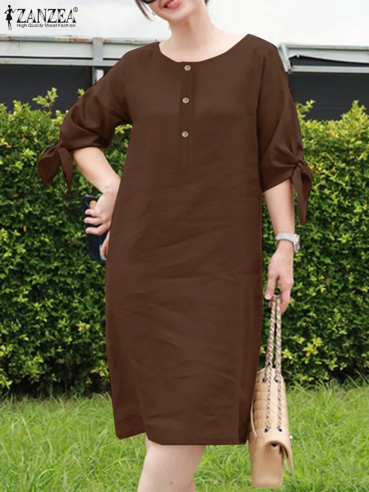 ZANZEA Summer 3/4 Sleeved Dress Women Spring Sundress O-Neck Vestido Stylish Solid OL Work Dress Elegant Midi Dresses Robe Femme
ZANZEA Summer 3/4 Sleeved Dress Women Spring Sundress O-Neck Vestido Stylish Solid OL Work Dress Elegant Midi Dresses Robe Femme