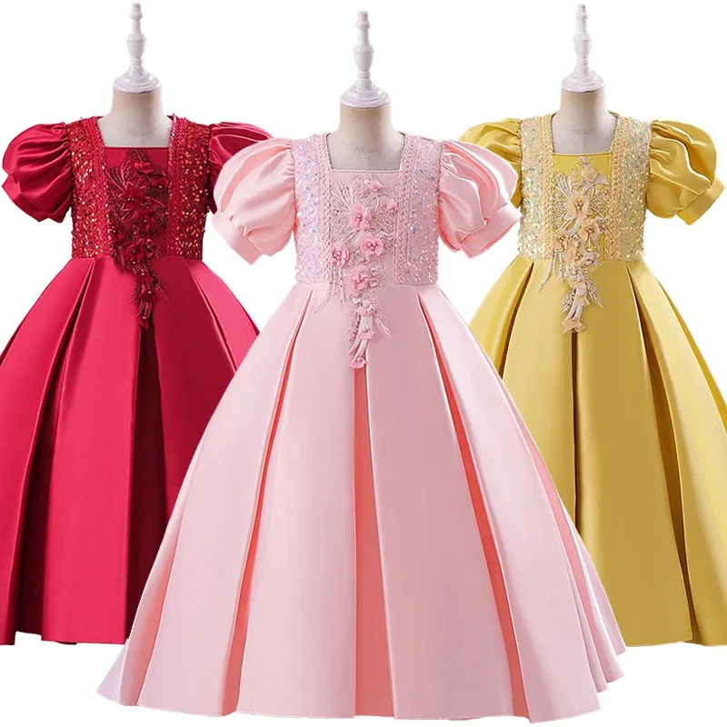 Flower Girl Luxury Satin Sequin Princess Elegant Party Dresses Pageant Children's Formal Occasion Graduation Host Gala Costumes
Flower Girl Luxury Satin Sequin Princess Elegant Party Dresses Pageant Children's Formal Occasion Graduation Host Gala Costumes