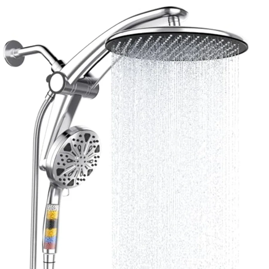 Shower Head with Filtered Handheld High Pressure Dual Shower Heads Combo 10 Sprays Detachable Magnetic Docking Power Jets Chrom
Shower Head with Filtered Handheld High Pressure Dual Shower Heads Combo 10 Sprays Detachable Magnetic Docking Power Jets Chrom