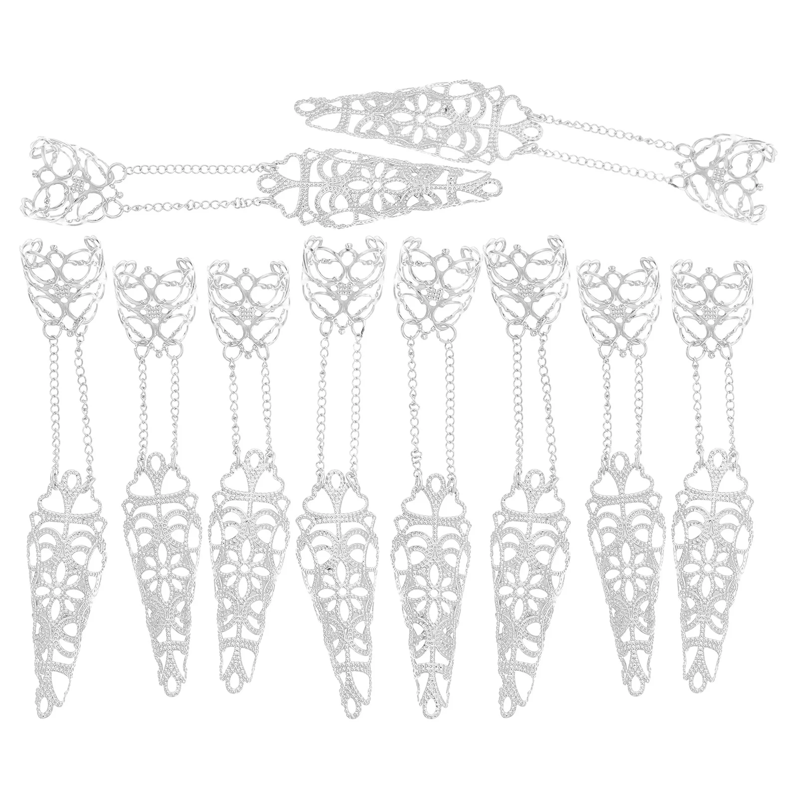 10 шт., готические кольца на кончиках ногтей на Хэллоуин для косплея, сценическое представление, украшения для ногтей на кончиках пальцев, серебряные регулируемые кольца
10 шт., готические кольца на кончиках ногтей на Хэллоуин для косплея, сценическое представление, украшения для ногтей на кончиках пальцев, серебряные регулируемые кольца