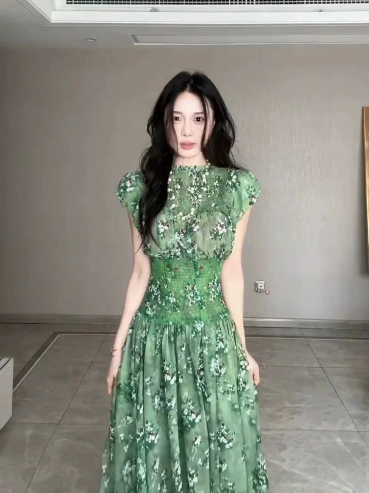 XZY Elegant Pleated Green Floral Women's Dress plus Size Summer Vintage Holiday Long Skirt French Style High Waist Bubble Sleeve
XZY Elegant Pleated Green Floral Women's Dress plus Size Summer Vintage Holiday Long Skirt French Style High Waist Bubble Sleeve