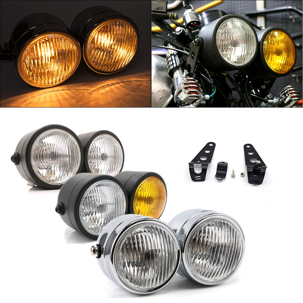 Twin Headlight H4 Universal Motorcycle Double Dual Lamp For Harley Softail Dyna Fat Boy FLSTF Cafe Racer Chopper Custom Bobber
Twin Headlight H4 Universal Motorcycle Double Dual Lamp For Harley Softail Dyna Fat Boy FLSTF Cafe Racer Chopper Custom Bobber
