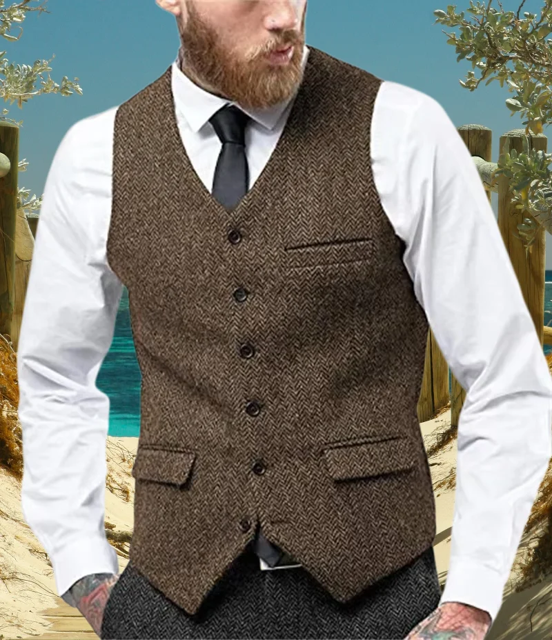 Men's Suit Vest V Neck Herringbone Tweed Business Waistcoat For Wedding Men Vests Groomman Clothing Jacket Victorian Steampunk
Men's Suit Vest V Neck Herringbone Tweed Business Waistcoat For Wedding Men Vests Groomman Clothing Jacket Victorian Steampunk