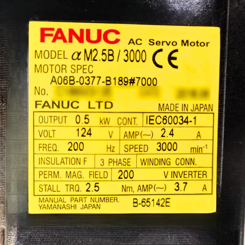 Fanuc A06B-0377-B189#7000 Servo Motor Tested ok In Stock Fast Shipping
Fanuc A06B-0377-B189#7000 Servo Motor Tested ok In Stock Fast Shipping