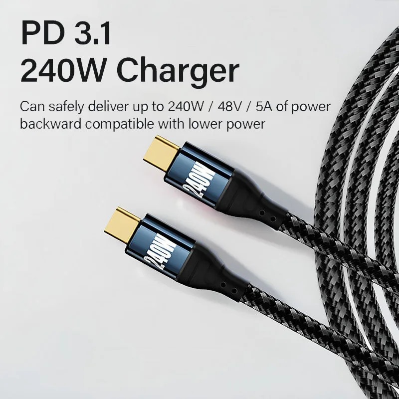 PD3.1 Type C to C 240W Fast Charging Wire Cable for iPhone 15 Pro Max PS5 Switch Samsung MacBook 5A Fast Charging Cable
PD3.1 Type C to C 240W Fast Charging Wire Cable for iPhone 15 Pro Max PS5 Switch Samsung MacBook 5A Fast Charging Cable