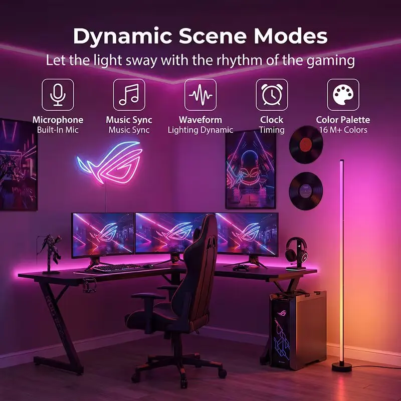 RGB Corner Floor Lamp with APP Control Dimmable Modern Ambient Light for Gaming Bedroom Living Room Decor
RGB Corner Floor Lamp with APP Control Dimmable Modern Ambient Light for Gaming Bedroom Living Room Decor