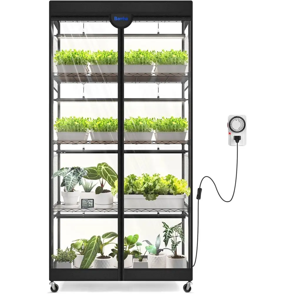 5-Tier Indoor Greenhouse with 180W Full Spectrum Grow Light, Timer, Thermometer, and Seed Trays - 35.4x13.8x70.9
5-Tier Indoor Greenhouse with 180W Full Spectrum Grow Light, Timer, Thermometer, and Seed Trays - 35.4x13.8x70.9