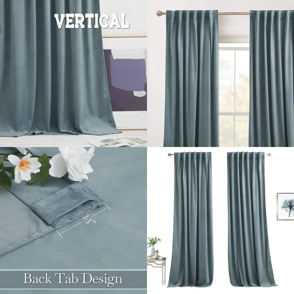Luxurious Stone Blue Velvet Curtains, 52 W x 94 L, 2-Panel Set, Thermal Insulated for Living & Bedroom
Luxurious Stone Blue Velvet Curtains, 52 W x 94 L, 2-Panel Set, Thermal Insulated for Living & Bedroom