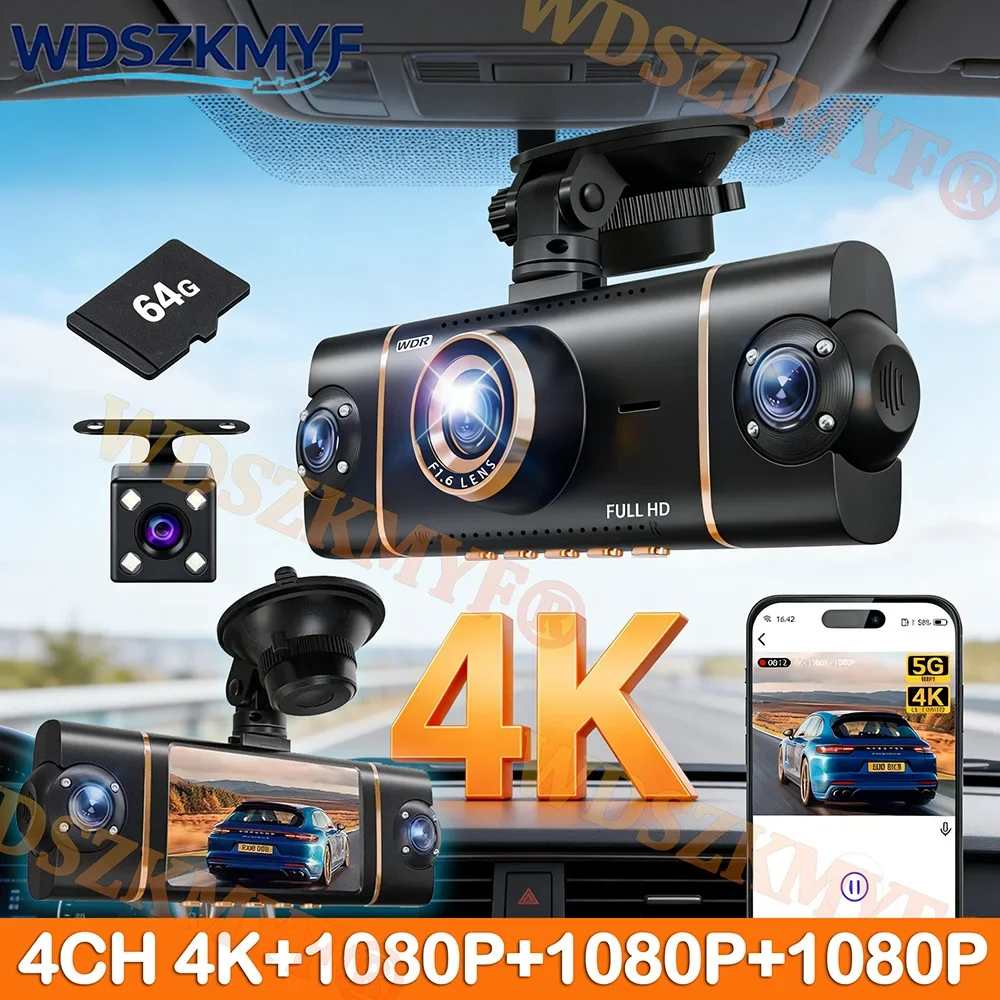 Новая 4K камера для автомобиля с четырьмя объективами, Wi-Fi, 360-градусный обзор ° Круглосуточный мониторинг парковки, G-сенсор, ночное видение Starlight, автомобильный аксессуар для безопасности
Новая 4K камера для автомобиля с четырьмя объективами, Wi-Fi, 360-градусный обзор ° Круглосуточный мониторинг парковки, G-сенсор, ночное видение Starlight, автомобильный аксессуар для безопасности