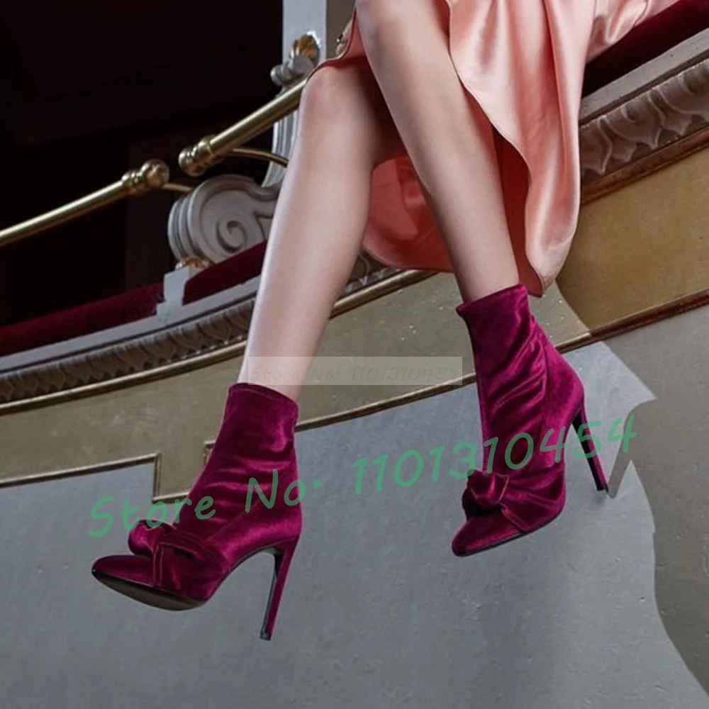Bowknot Flannel Ankle Boots Women Elegant Round Toe High Heels New Spring Booties Chic Ladies Trends Big Size Wine Red Shoes
Bowknot Flannel Ankle Boots Women Elegant Round Toe High Heels New Spring Booties Chic Ladies Trends Big Size Wine Red Shoes