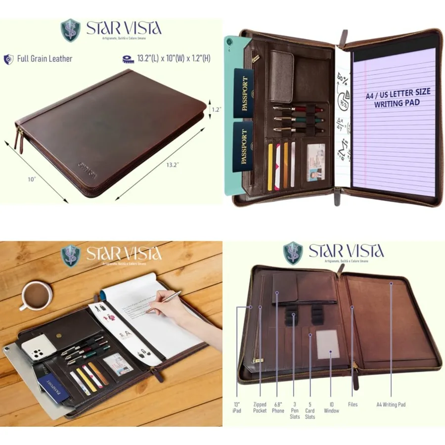 Flamingo Full Grain Cowhide Leather Padfolio - Executive Business Folio, Sleeve for 13" Tablet and iPhone16, A4/US Letter Size
Flamingo Full Grain Cowhide Leather Padfolio - Executive Business Folio, Sleeve for 13" Tablet and iPhone16, A4/US Letter Size