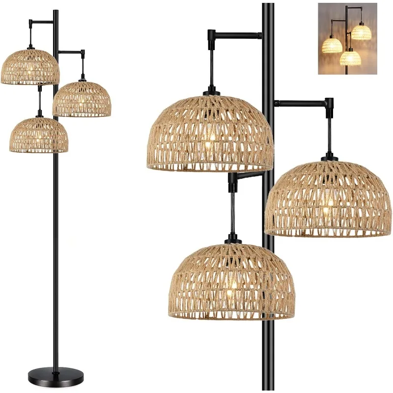 Floor Lamp for Living Room,Bedroom,3-Lights Boho Rattan Floor Lamps,Tree Farmhouse Industrial Black Standing
Floor Lamp for Living Room,Bedroom,3-Lights Boho Rattan Floor Lamps,Tree Farmhouse Industrial Black Standing