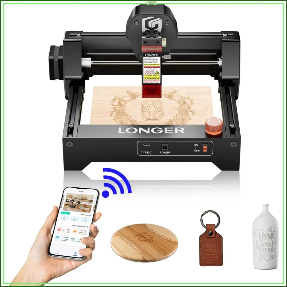Mini Laser Engraver 12000mm/min High-Speed Cutter for Wood Acrylic Leather DIY CNC 140x130mm Engraving Area WiFi Emergency Stop Safety 2.5W Laser Class2
Mini Laser Engraver 12000mm/min High-Speed Cutter for Wood Acrylic Leather DIY CNC 140x130mm Engraving Area WiFi Emergency Stop Safety 2.5W Laser Class2